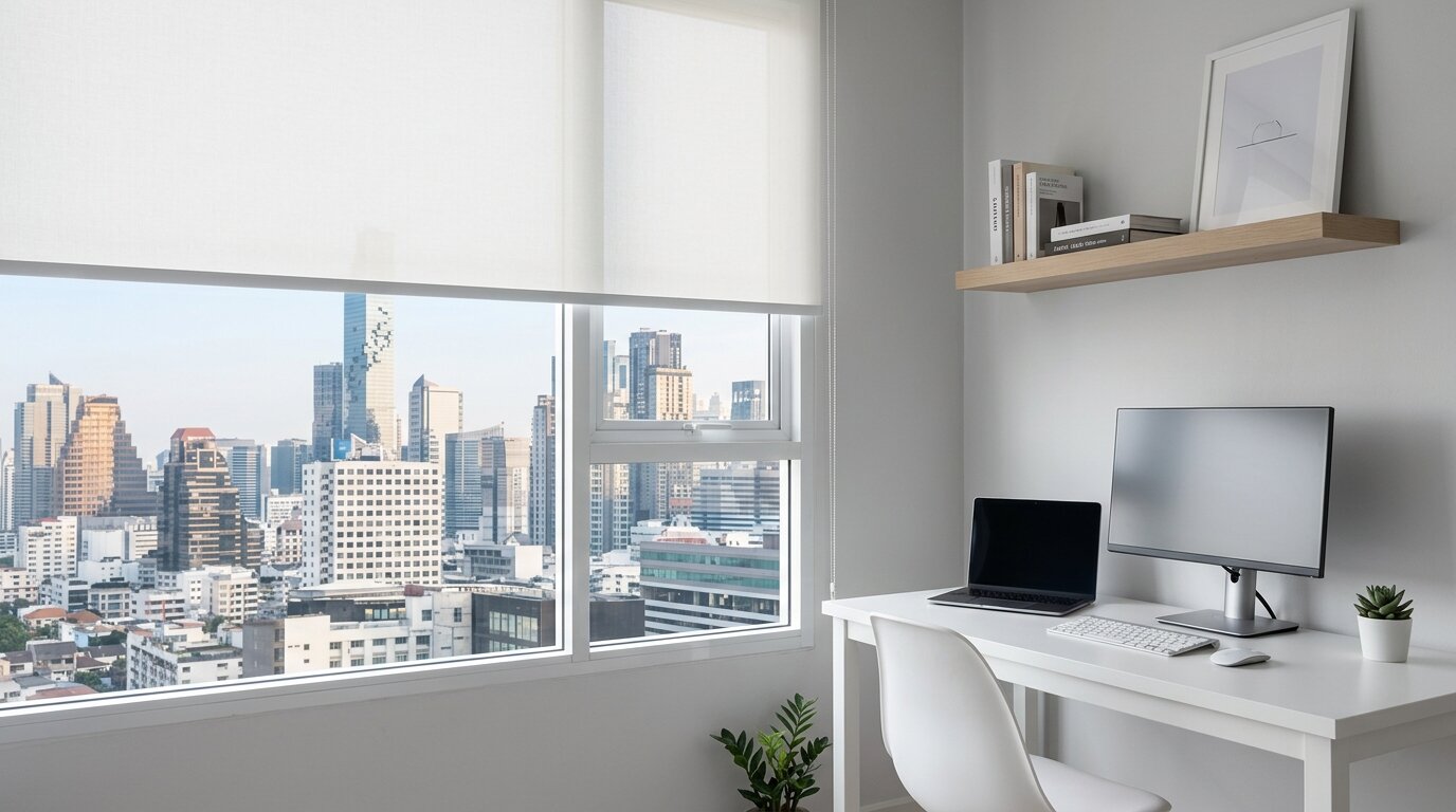 ม่านม้วน (Roller Blind) ตัวอย่างจริง